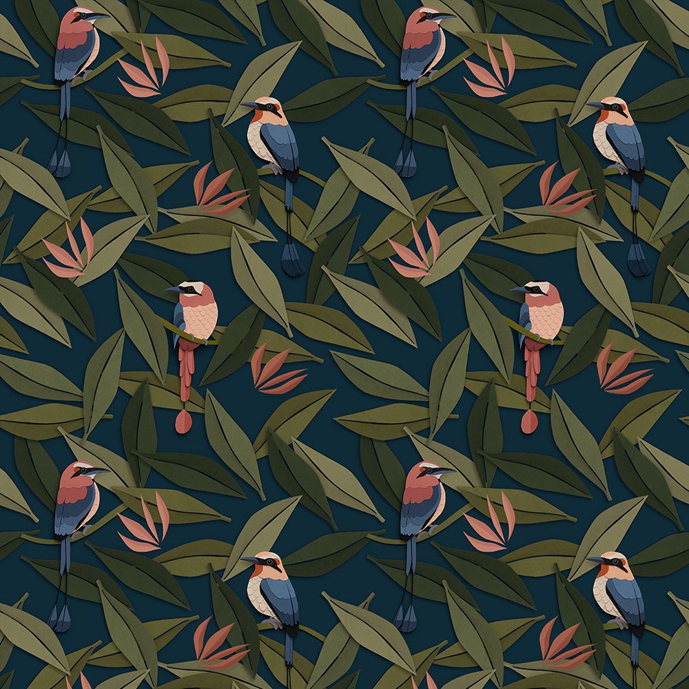 Carta da Parati Studio Ditte Birds Wallpaper Blue