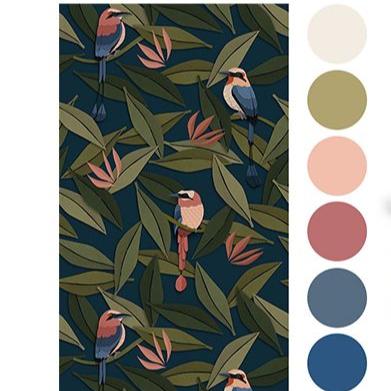 Carta da Parati Studio Ditte Birds Wallpaper Blue