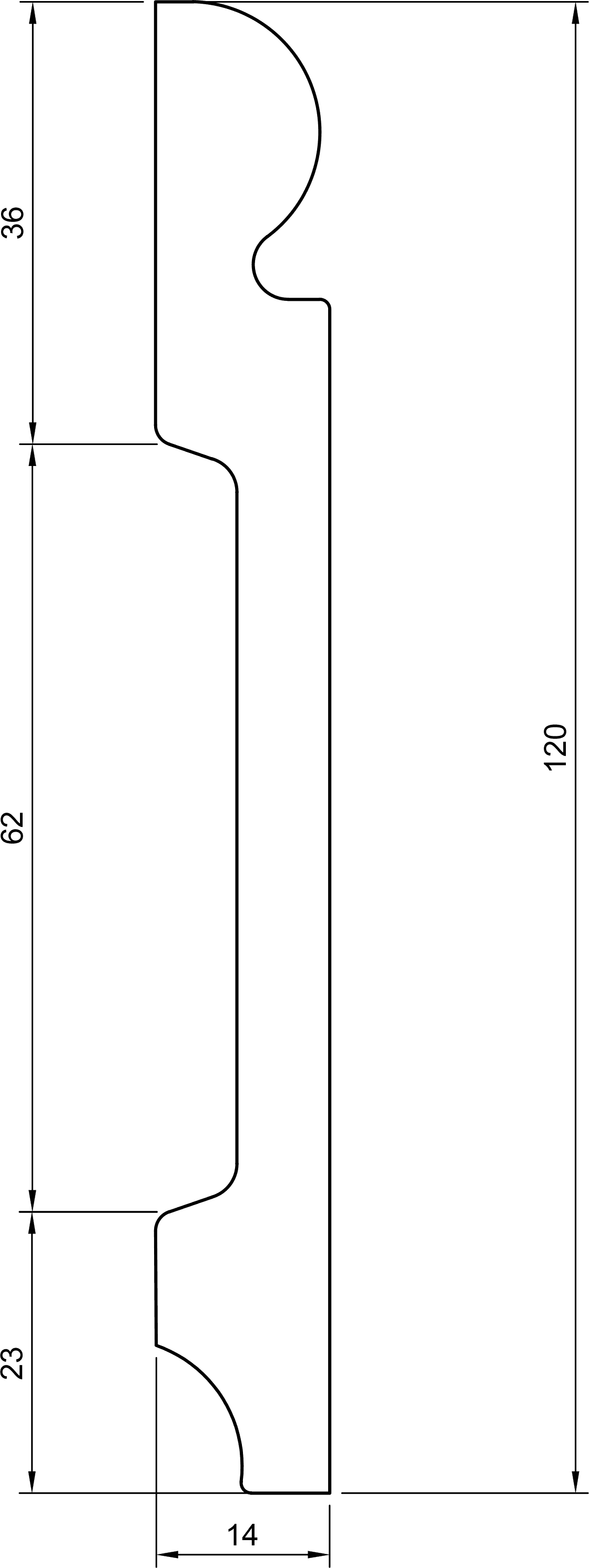 Battiscopa in polimero Ard Italia C283 misura 2000x16x120 mm