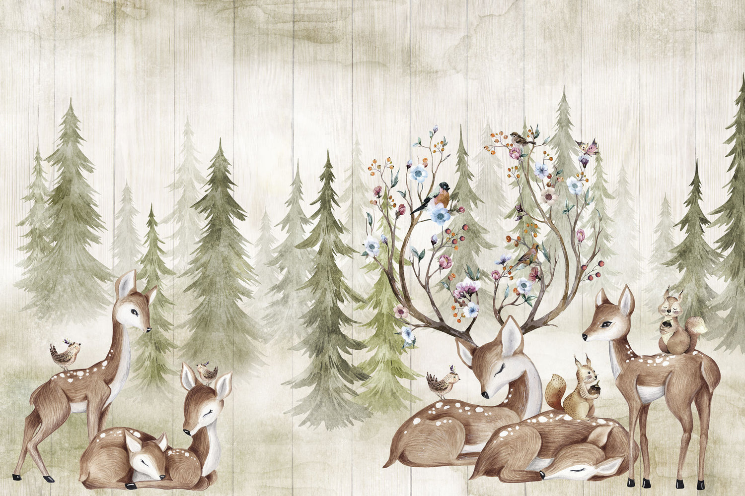 Carta da Parati al MQ Deer in the Forest Rimura Italian Design