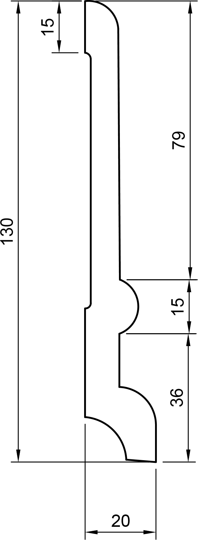 Battiscopa in polimero Ard Italia CF13 misura 2000x20x128 mm