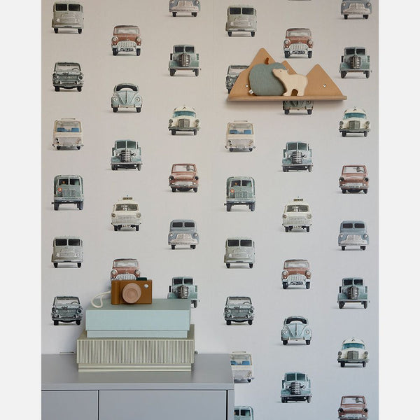 Carta da Parati Studio Ditte Cars Wallpaper Light Grey