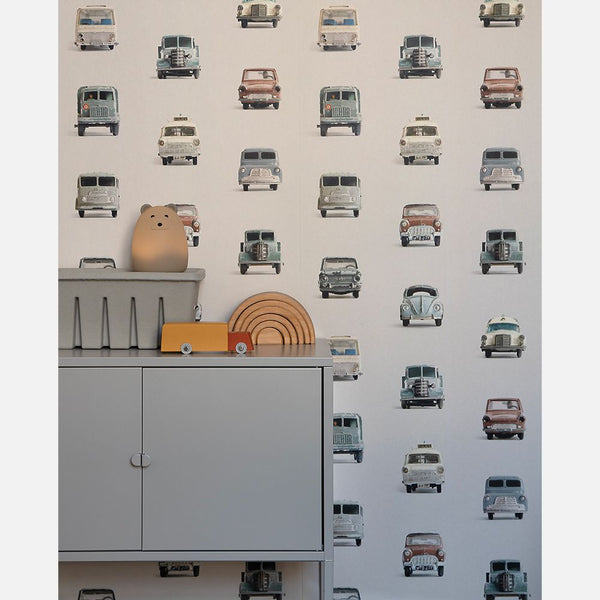 Carta da Parati Studio Ditte Cars Wallpaper Light Grey