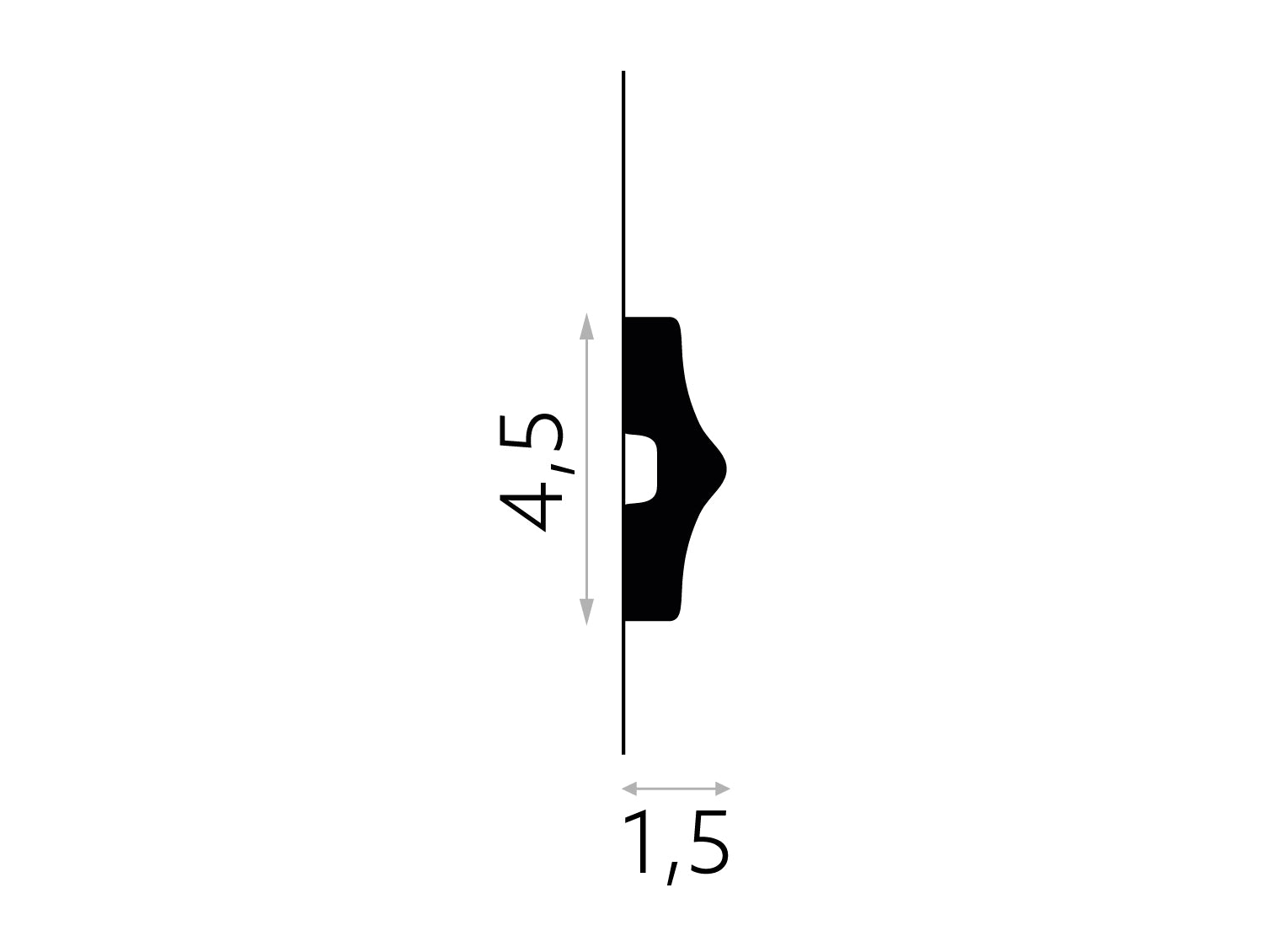 Cornice per boiserie polyforce 1,5x4,5x200 cm cod. MD026