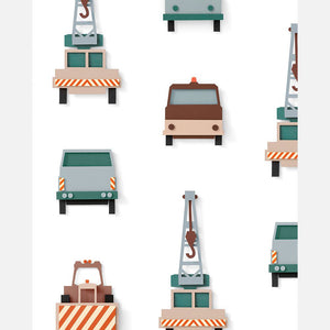 Carta da Parati Studio Ditte Crane Truck Wallpaper White