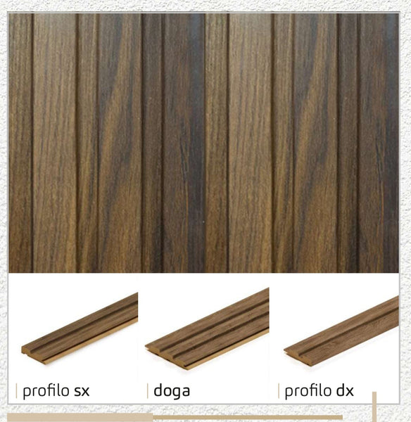 Profilo SX doga 3D Legno in MDF colore Catania mis. 66,5 x 16 x 2750 mm