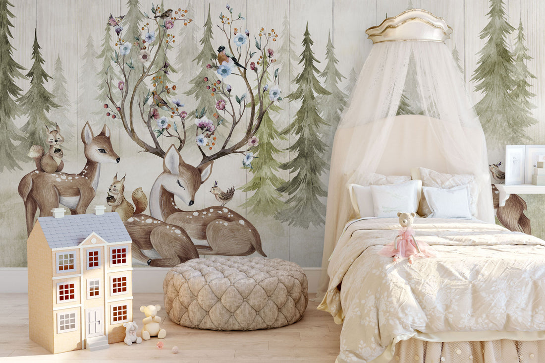 Carta da Parati al MQ Deer in the Forest Rimura Italian Design