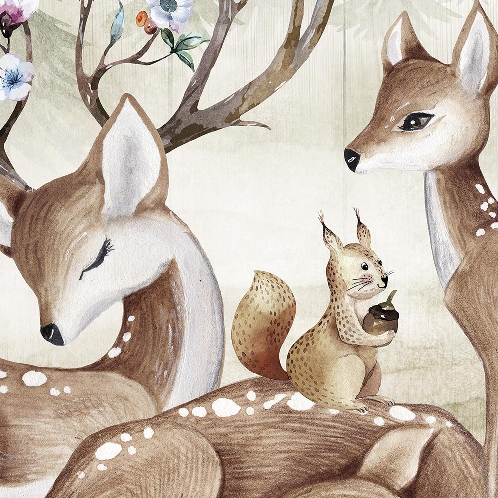 Carta da Parati al MQ Deer in the Forest Rimura Italian Design