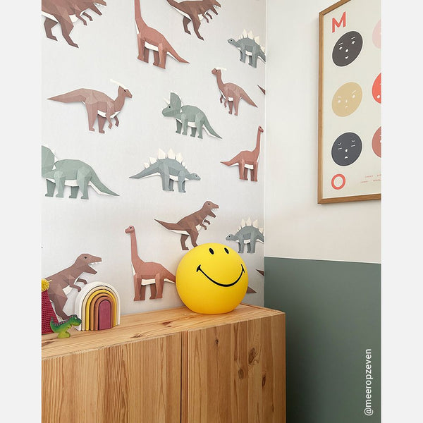 Carta da Parati Studio Ditte Dinosaur Wallpaper Light Grey
