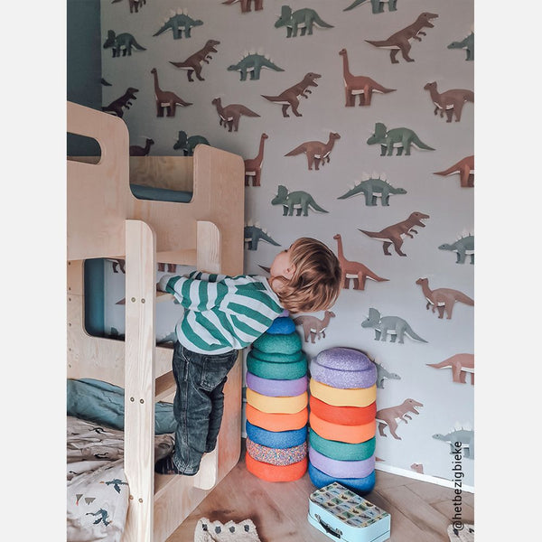 Carta da Parati Studio Ditte Dinosaur Wallpaper Light Grey