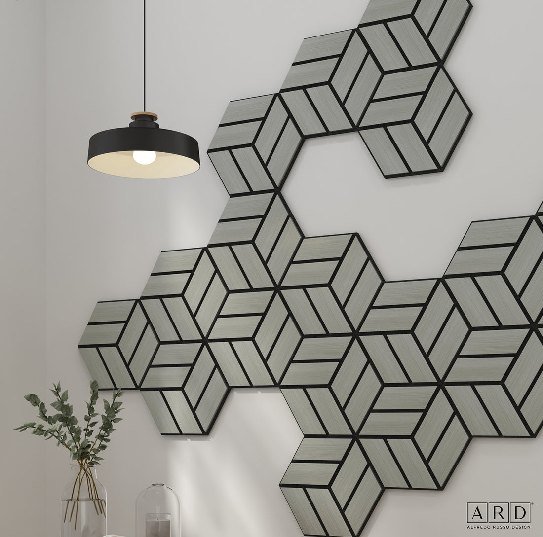 Pannello acustico Lymer Exagon Ard Italia 30 cm x 26 cm colore GREY OAK