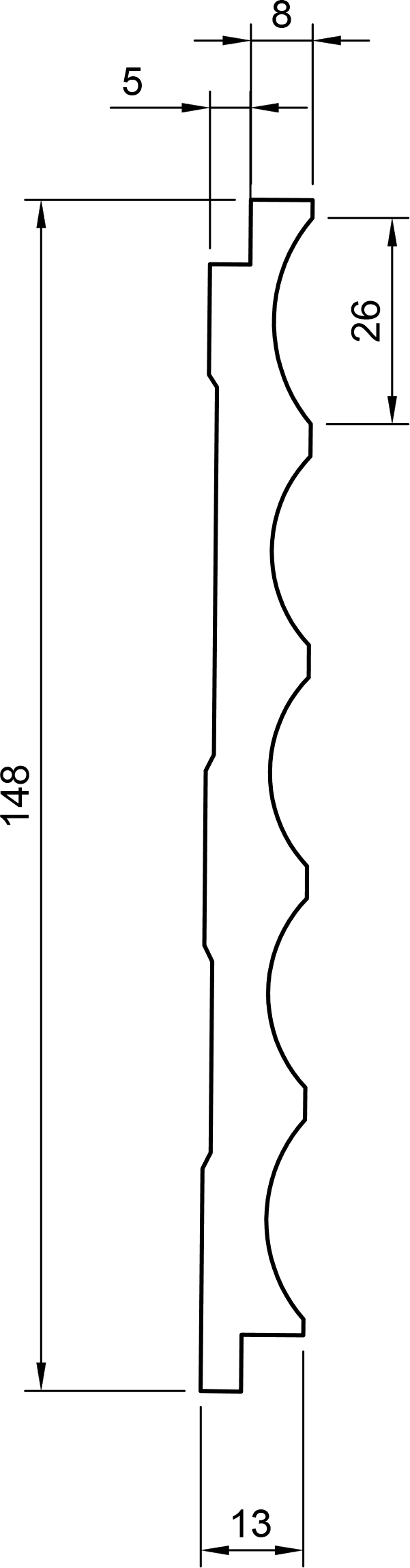 DOGA in polimero Ard Italia JC1077 misura 2800x12x148 mm modello WAVE