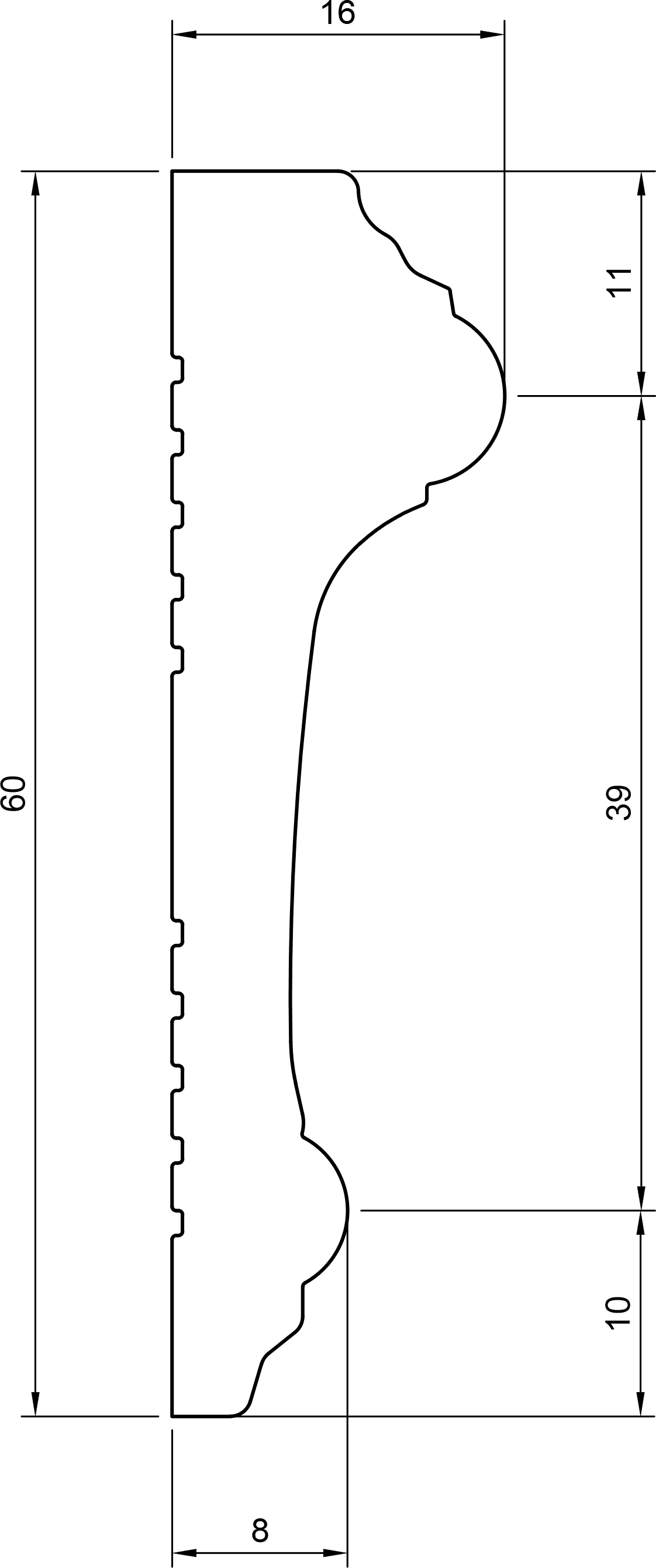 Cornice in polimero Ard Italia JC169 misura 2000x16x60 mm