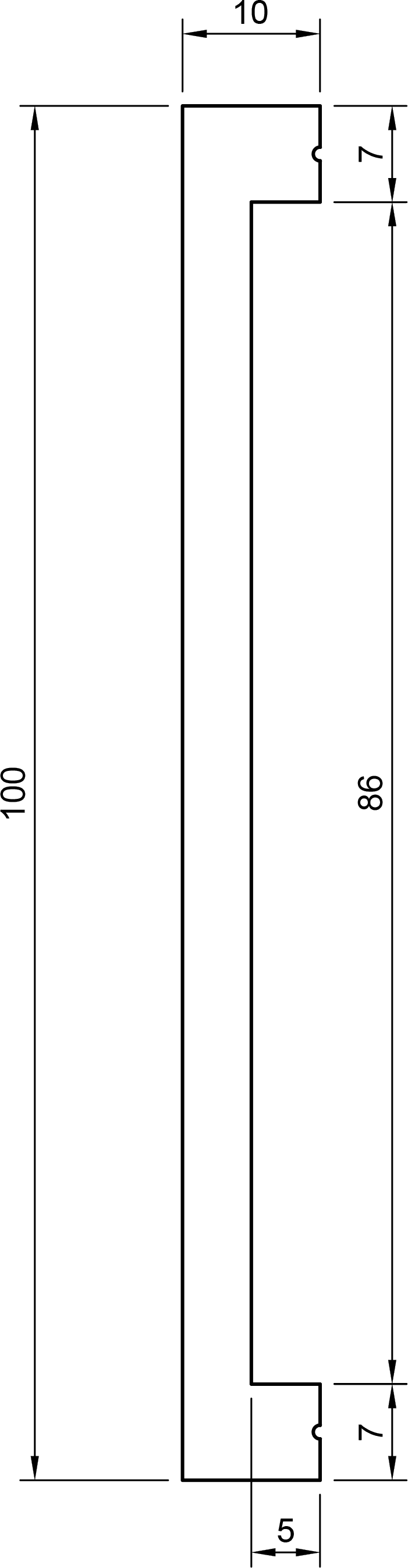 Battiscopa in polimero Ard Italia JX139/100 misura 2000x10x100 mm