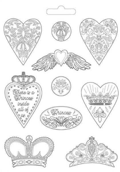 Stampo in PVC Morbido A4 - HEARTS AND CROWNS - cm. 21 x 29,7 - Stamperia OUTLET