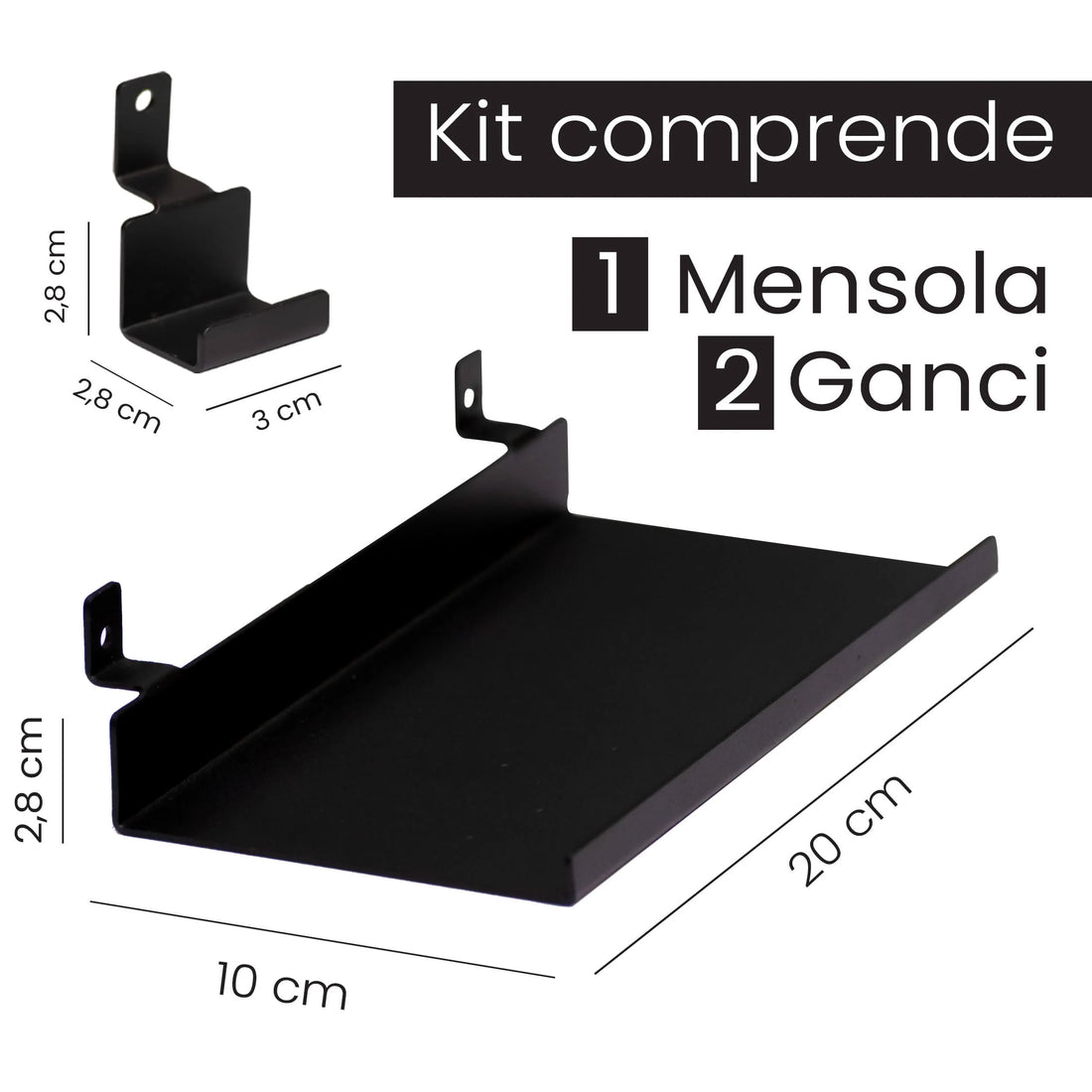 Kit Accessori Pannelli Fonoassorbenti Mensola e 2 ganci Esseci