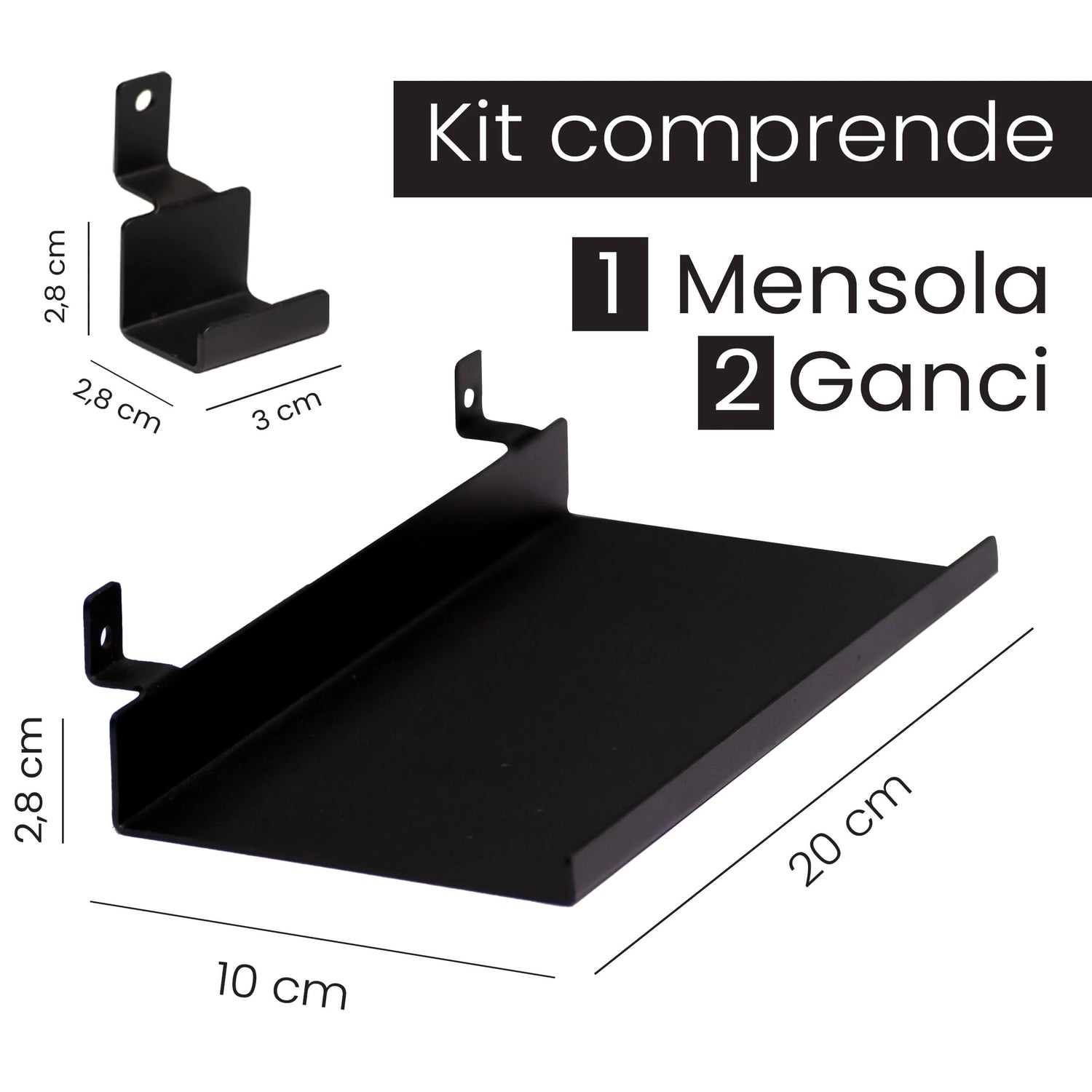 Kit Accessori Pannelli Fonoassorbenti Mensola e 2 ganci Esseci