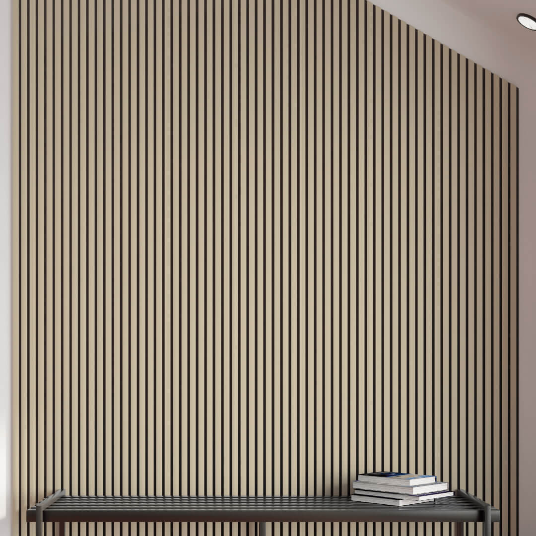 Listelli acustici in MDF Tortora mis. 278 cm x 60 cm modello FLESSIBILE