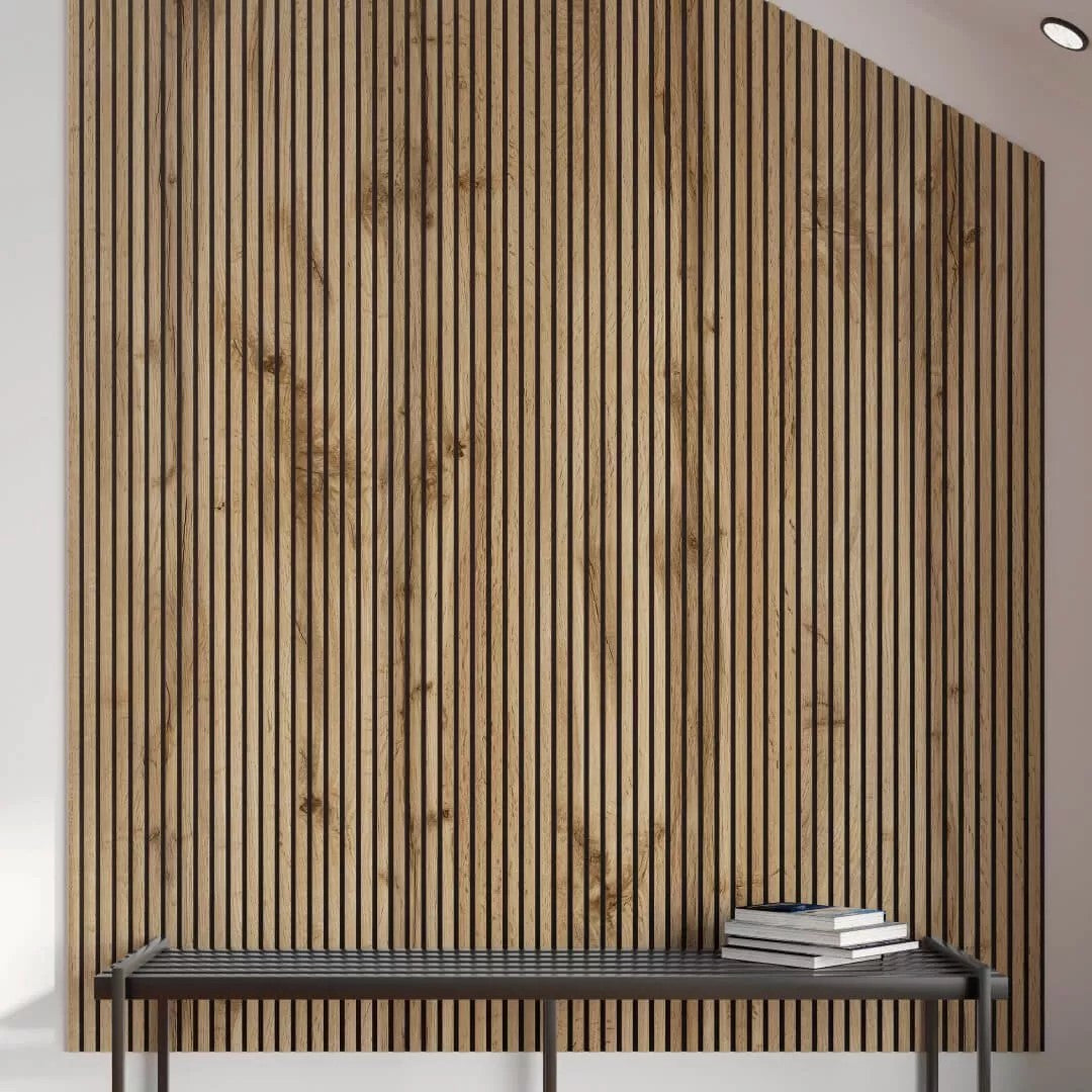 Listelli acustici in MDF Noce mis. 278 cm x 60 cm modello FLESSIBILE