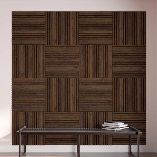 Listelli acustici in MDF Catania mis. 60 cm x 60 cm modello QUADRO FLESSIBILE