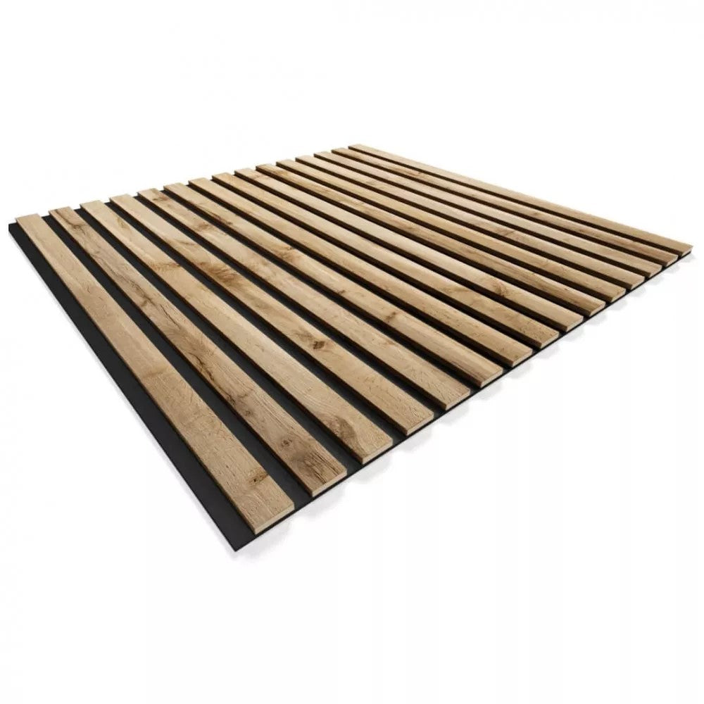 Listelli acustici in MDF Noce mis. 60 cm x 60 cm modello QUADRO FLESSIBILE