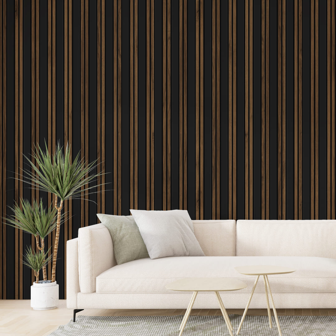 Listelli acustici in MDF Black &amp; Catania mis. 278 cm x 60 cm modello FLESSIBILE