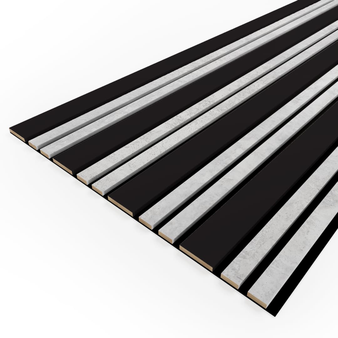 Listelli acustici in MDF Black &amp; Chicago mis. 278 cm x 60 cm modello FLESSIBILE
