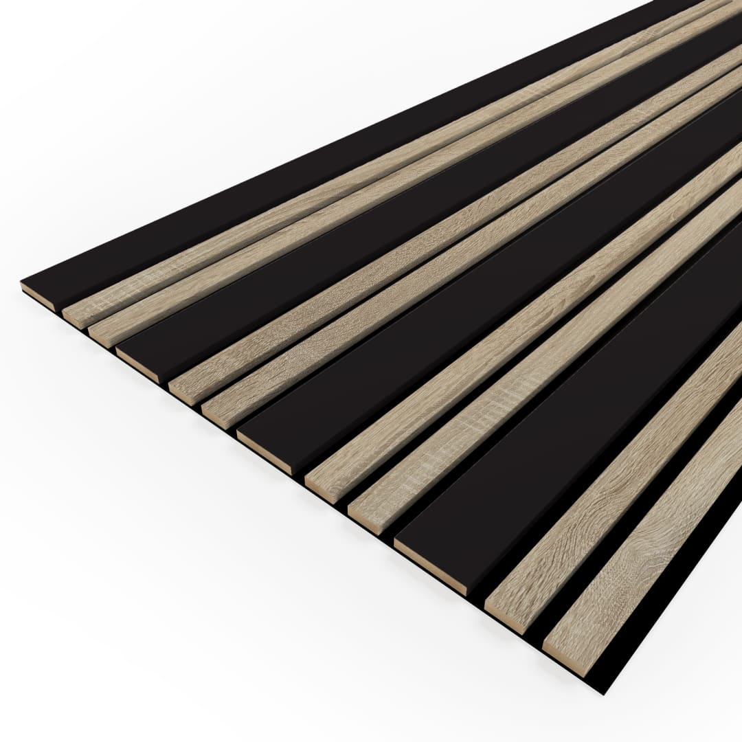 Listelli acustici in MDF Black &amp; Naturale mis. 278 cm x 60 cm modello FLESSIBILE