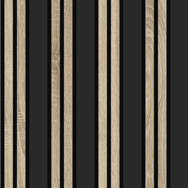 Listelli acustici in MDF Black & Naturale mis. 278 cm x 60 cm modello FLESSIBILE