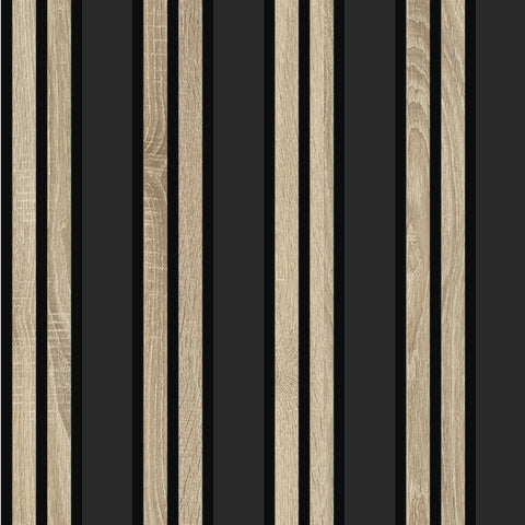 Listelli acustici in MDF Black & Naturale mis. 278 cm x 60 cm modello FLESSIBILE