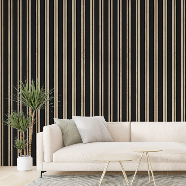 Listelli acustici in MDF Black & Naturale mis. 278 cm x 60 cm modello FLESSIBILE