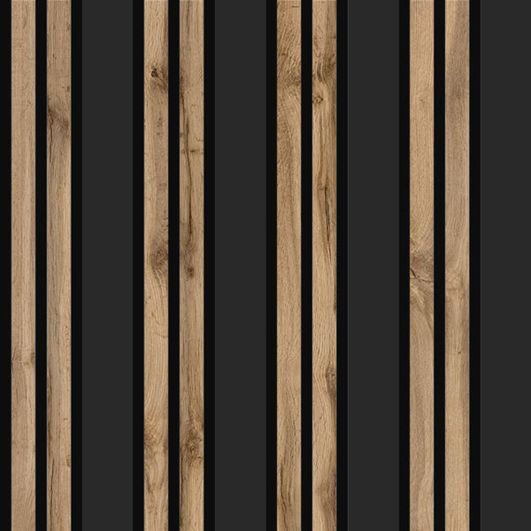 Listelli acustici in MDF Black & Noce mis. 278 cm x 60 cm modello FLESSIBILE