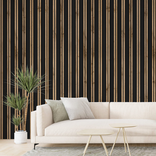 Listelli acustici in MDF Black & Noce mis. 278 cm x 60 cm modello FLESSIBILE