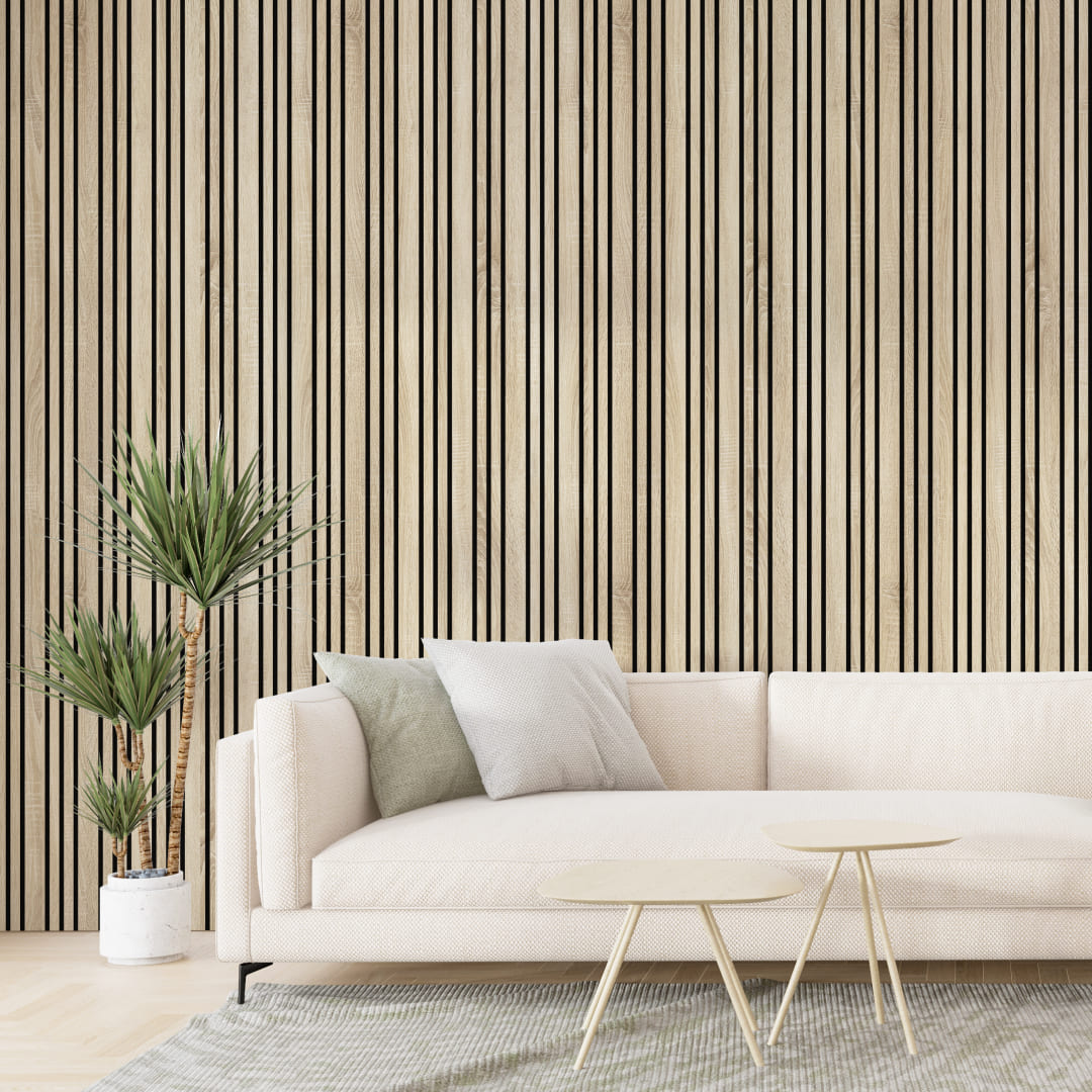 Listelli acustici in MDF Naturale &amp; Naturale mis. 278 cm x 60 cm modello FLESSIBILE