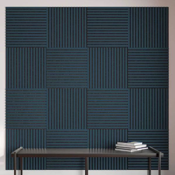 Listelli acustici in MDF Grigio Blu Ocean mis. 60 cm x 60 cm modello QUADRO FLESSIBILE