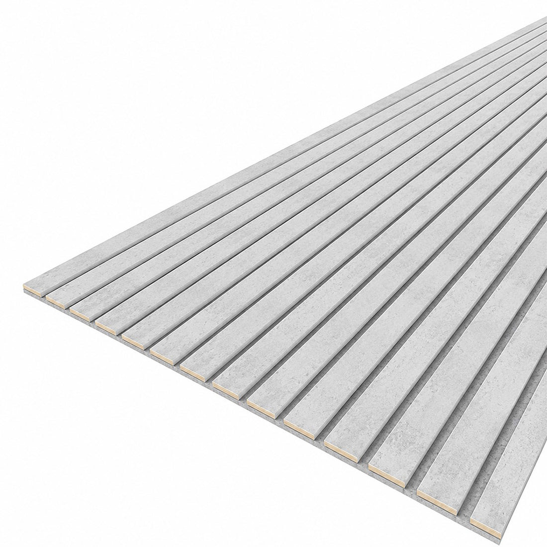 Pannello doghe in MDF colore Grigio Chicago con fondo grigio fonoassorbente mis. 278 cm x 60 x 0.9 cm modello FLESSIBILE