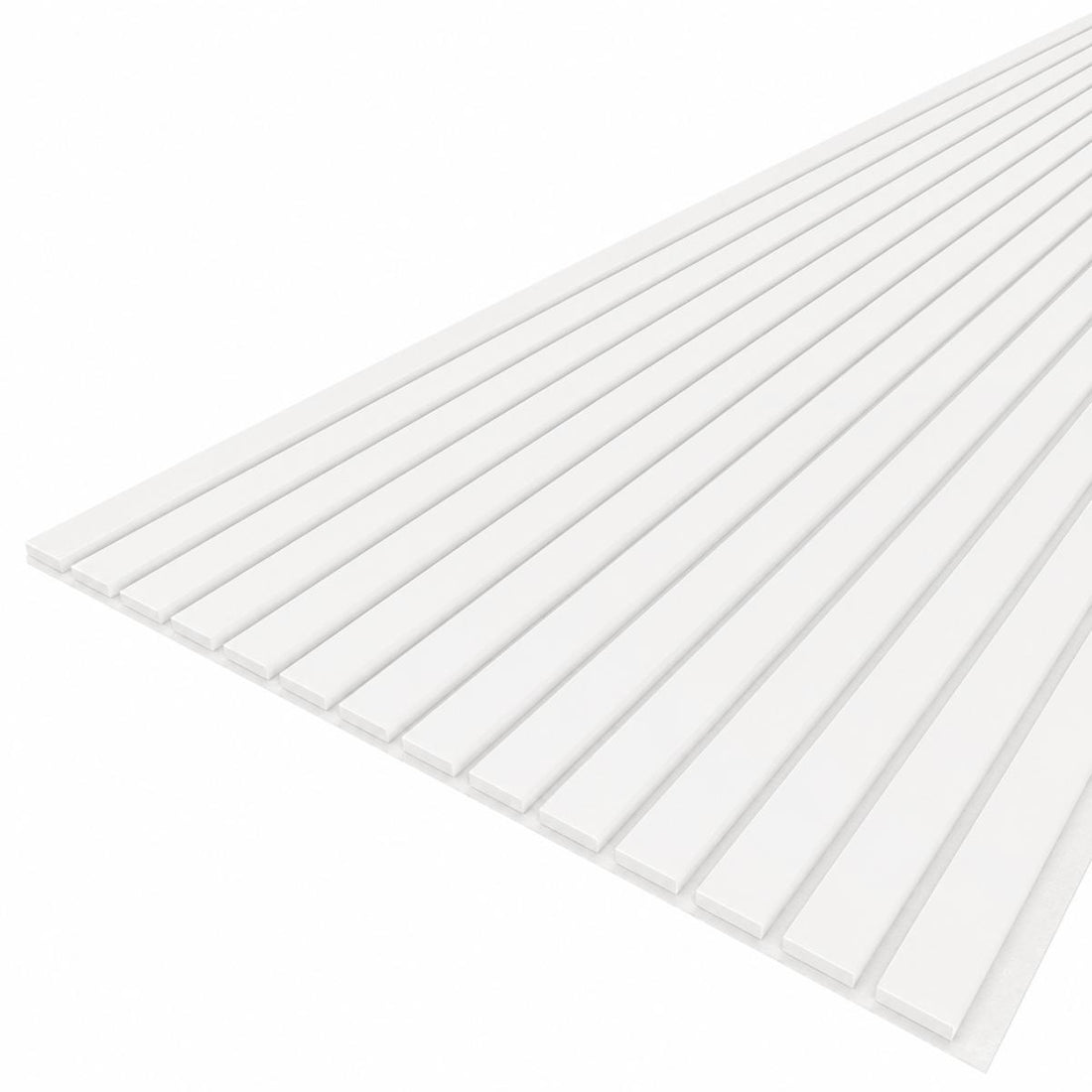 Pannelli doghe in MDF colore BIANCO con fondo fonoassorbente colore bianco mis. 278 cm x 60 x 0.9 cm modello FLESSIBILE