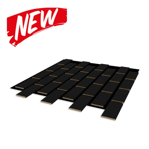 Pannello acustico in MDF effetto mattoncini colore Nero mis. 66,7 cm x 58,3 cm x 9 mm