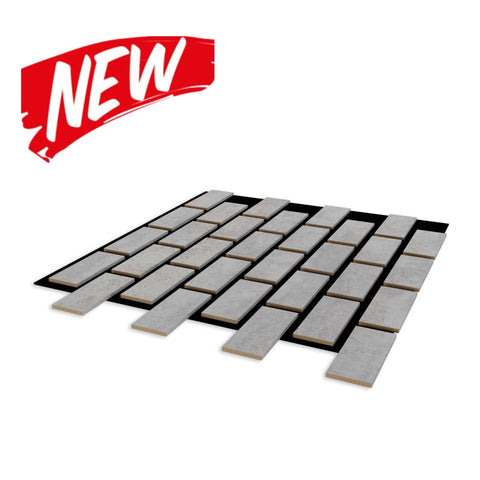 Pannello acustico in MDF effetto mattoncini colore Grigio Cemento mis. 66,7 cm x 58,3 cm x 9 mm