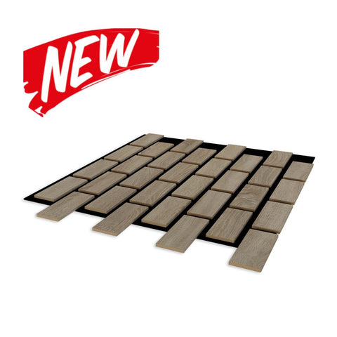 Pannello acustico in MDF effetto mattoncini colore Naturale mis. 66,7 cm x 58,3 cm x 9 mm