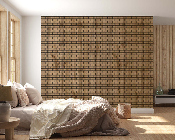 Pannello acustico in MDF effetto mattoncini colore Noce mis. 66,7 cm x 58,3 cm x 9 mm