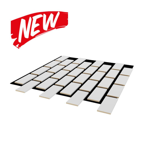 Pannello acustico in MDF effetto mattoncini colore White mis. 66,7 cm x 58,3 cm x 9 mm