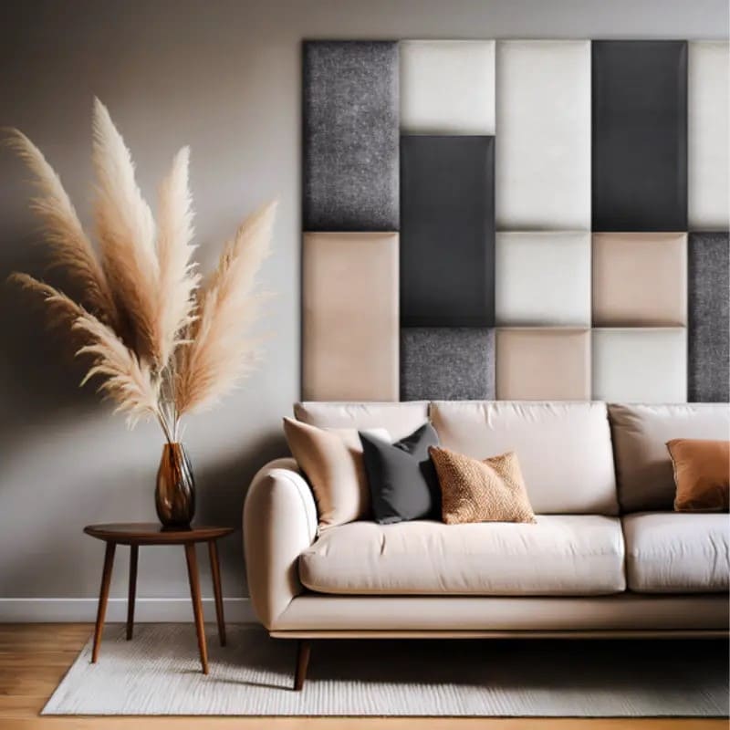 Pannello 3D in velluto idrorepellente 30 x 60 cm colore Beige