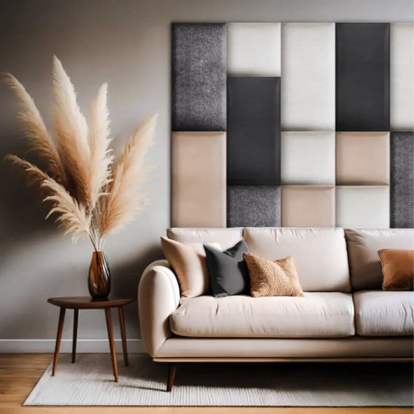 Pannello 3D in velluto idrorepellente 30 x 60 cm colore Beige