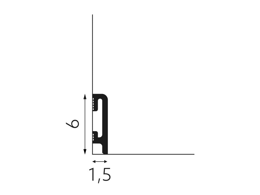 Battiscopa in SPC PF060W misura 6x1,5x240 cm White