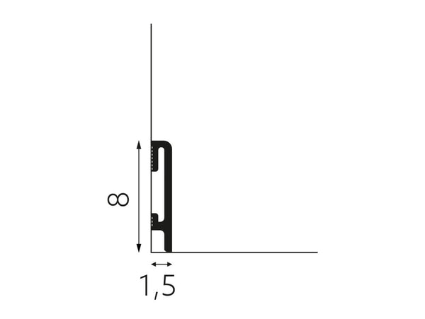 Battiscopa in SPC PF080B misura 8x1,5x240 cm Nero