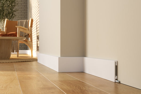 Battiscopa in SPC PF100W misura 10x1,5x240 cm White