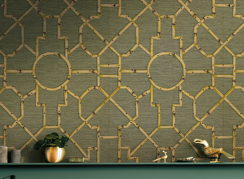 Carta da Parati Scalamandré JV Design Licence cod. 26016 FIBRA VEGETALE DI RAFIA SU FOGLIO METALLICO