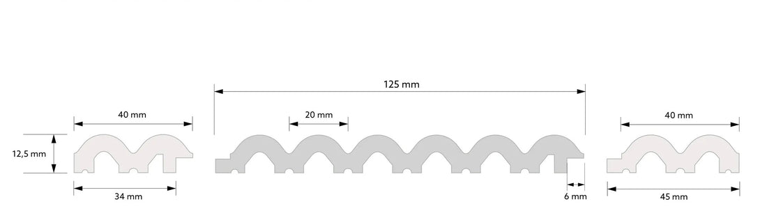 Profilo SX listelli in 3D Sereno in Plyforce Mardom Decor mis. 270 x 4 x 1,25 cm