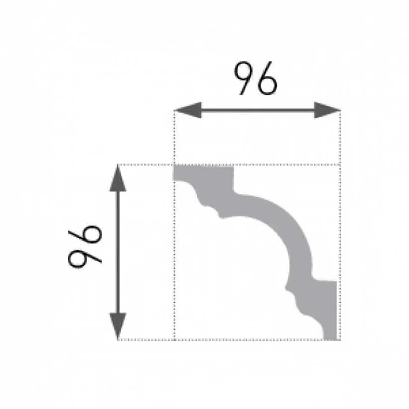 Cornice per soffitto in polistirene 9,6x9,6x200 cm cod. E16 Marbet Design